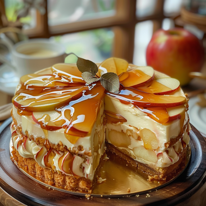 Caramel Apple Cheesecake Cake