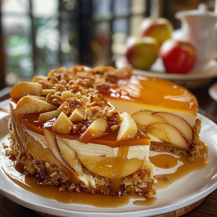 Caramel Apple Cheesecake Cake