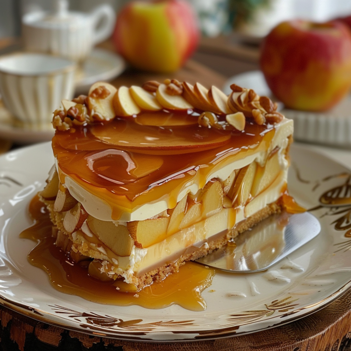 Caramel Apple Cheesecake Cake