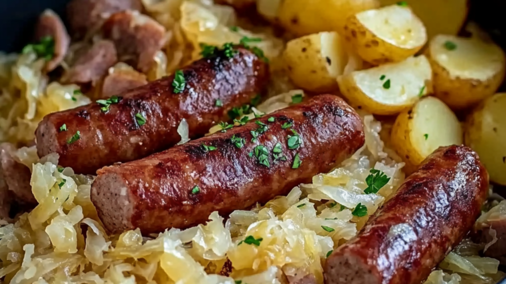 Polish sausage sauerkraut and potatoes