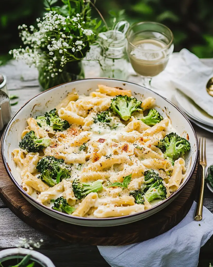 Baked Ziti with Broccoli and Alfredo Sauce