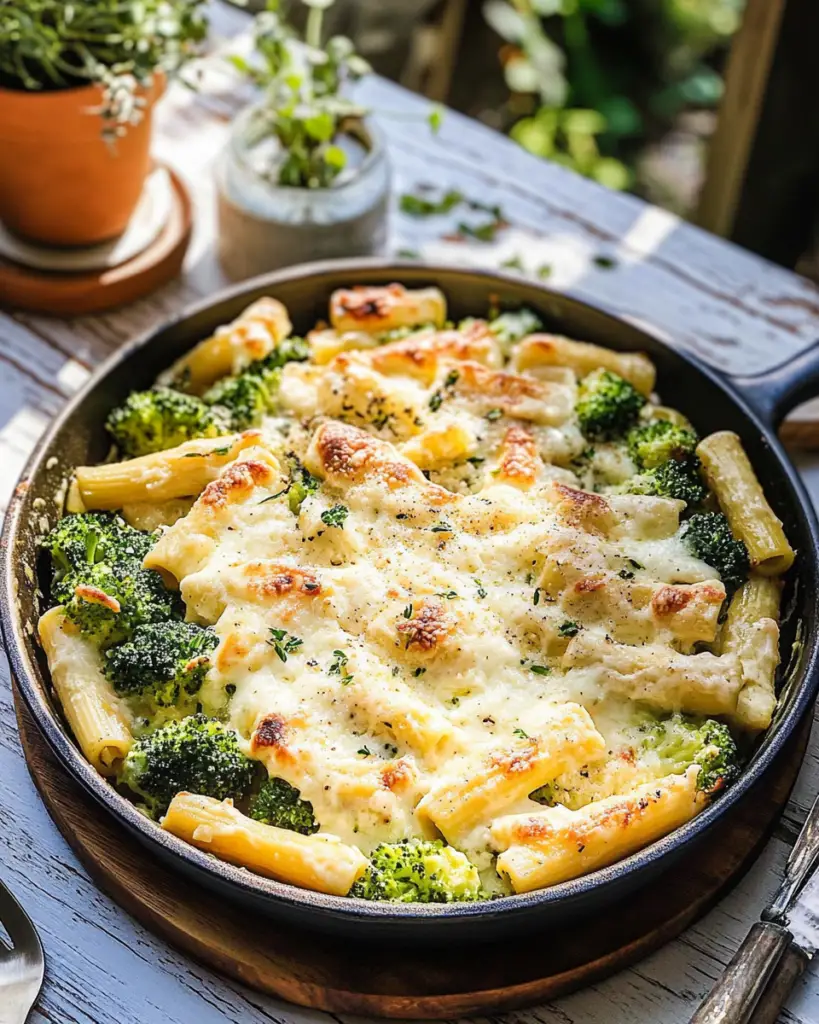 Baked Ziti with Broccoli and Alfredo Sauce