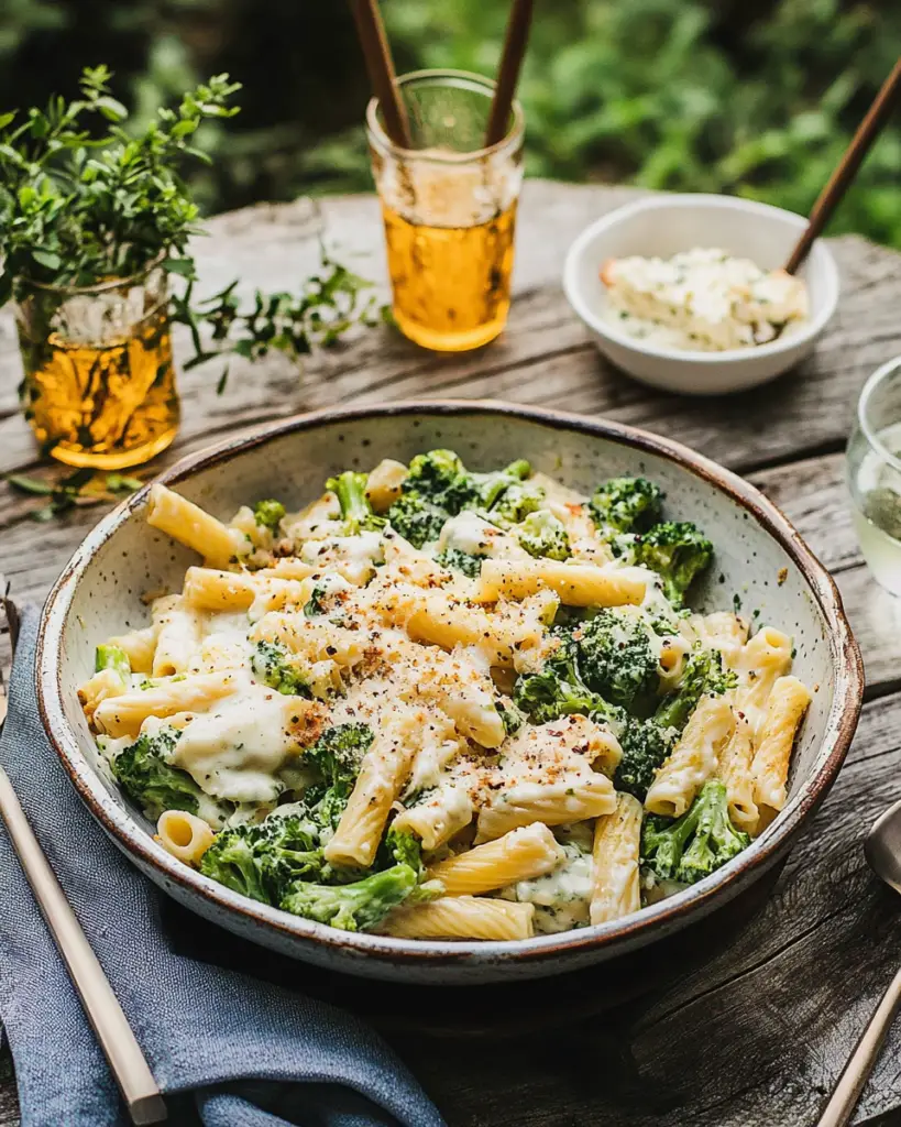 Baked Ziti with Broccoli and Alfredo Sauce