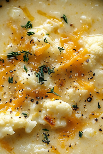 Garlic Cheddar Cauliflower Soup