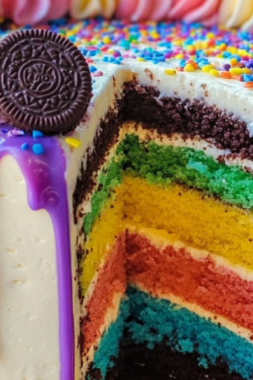 Rainbow Oreo Cheesecake Cake