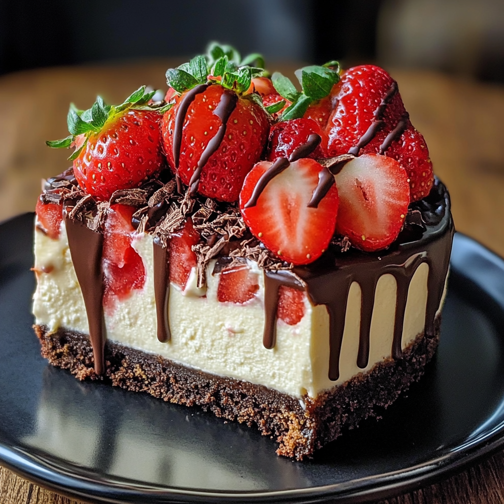 Double Chocolate Strawberry Cheesecake