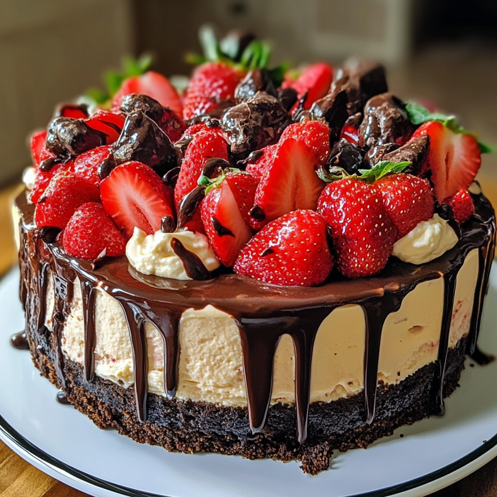 Double Chocolate Strawberry Cheesecake
