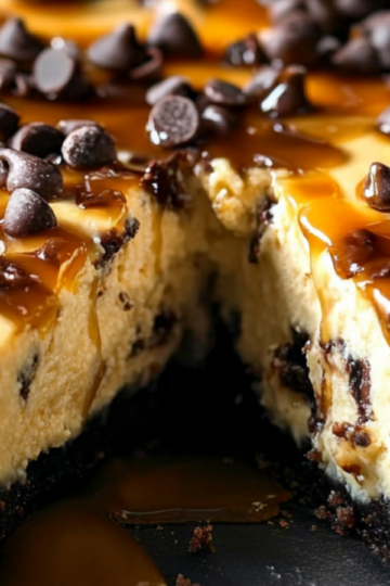 Decadent Salted Caramel Chocolate Chip Cheesecake