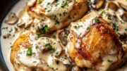 Creamy Garlic Mushroom Chicken Thighs