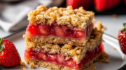 Sweet & Tart Strawberry Rhubarb Crumble Bars