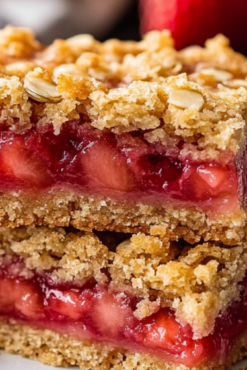 Sweet & Tart Strawberry Rhubarb Crumble Bars