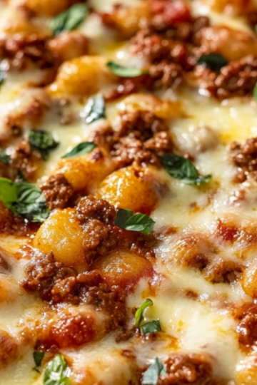 Cheesy Bolognese gnocchi bake