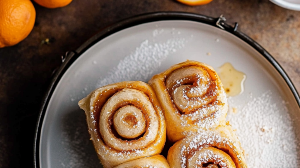 Fluffy orange cinnamon rolls