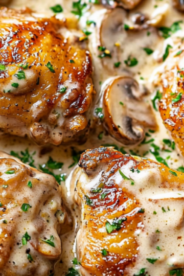 Creamy mushroom garlic chicken