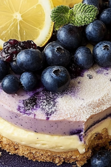 Lemon blueberry mousse cake