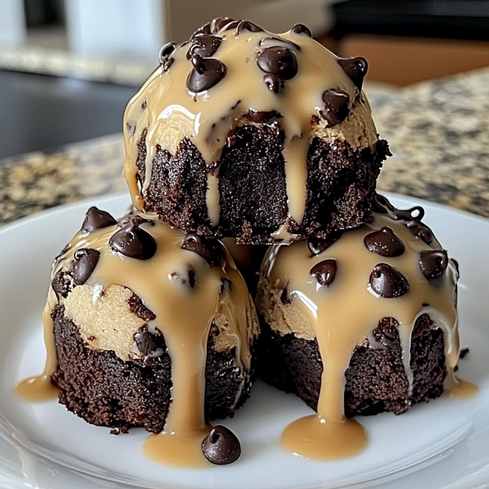 Chocolate Chip Cookie Dough Brownie Bombs