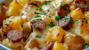 Cheesy Ranch Potatoes & Sausage Bake