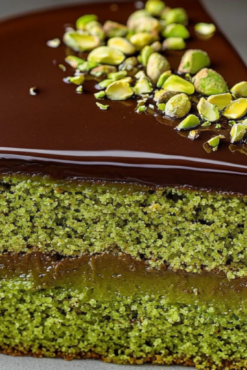 Pistachio Cake with Chocolate Glaze