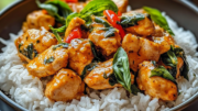Spiced Coconut Basil Chicken with Rice: A Flavorful Delight