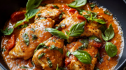 Garlic Basil Chicken in Tomato Butter Sauce