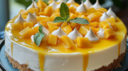 Tropical Baked Mango Meringue Cheesecake