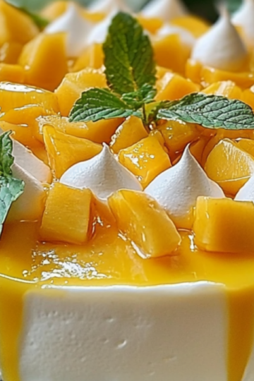 Tropical Baked Mango Meringue Cheesecake