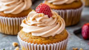 Peanut Butter Cupcakes with Strawberry Frosting Recipe
