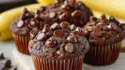 Healthy Chocolate Chip Banana Zucchini Muffins