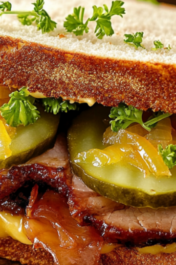 The Ultimate Meat and Pickle Sandwich with Caramelized Onions