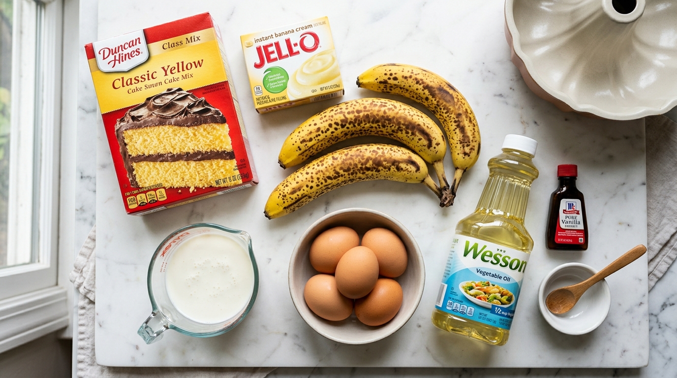 Ingredients for Easy Banana Pudding Bundt Cake