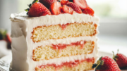 Vanilla Cake with Fresh Strawberry Frosting