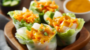 Fresh Salad Rolls with Zesty Carrot-Ginger Sauce