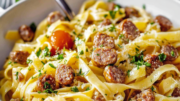 Creamy Italian Sausage Fettuccine Pasta