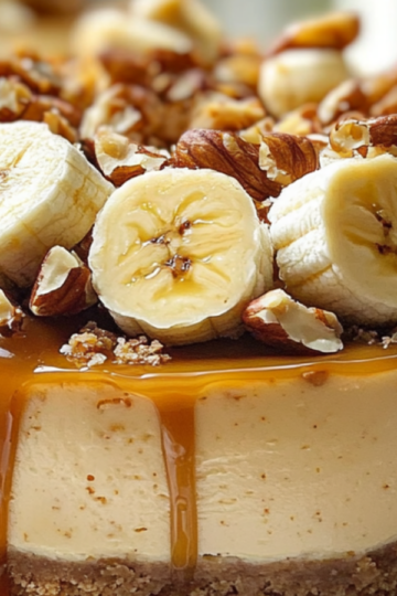 Decadent Banana Caramel Nut Cheesecake