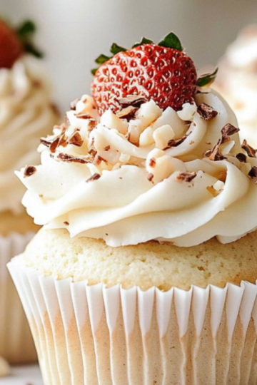 White Chocolate Strawberry Cupcakes