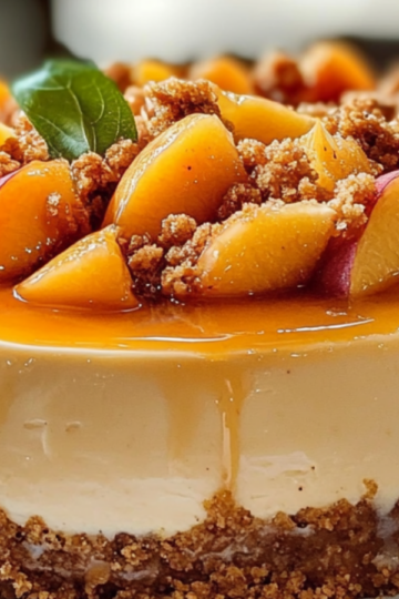 Peach Cobbler Topped Cheesecake