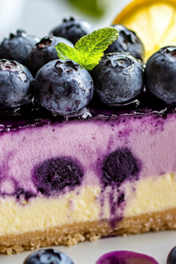 Blueberry and Lemon Japanese Cheesecake