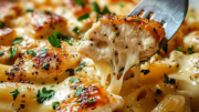Creamy Garlic Parmesan Chicken Pasta Bake