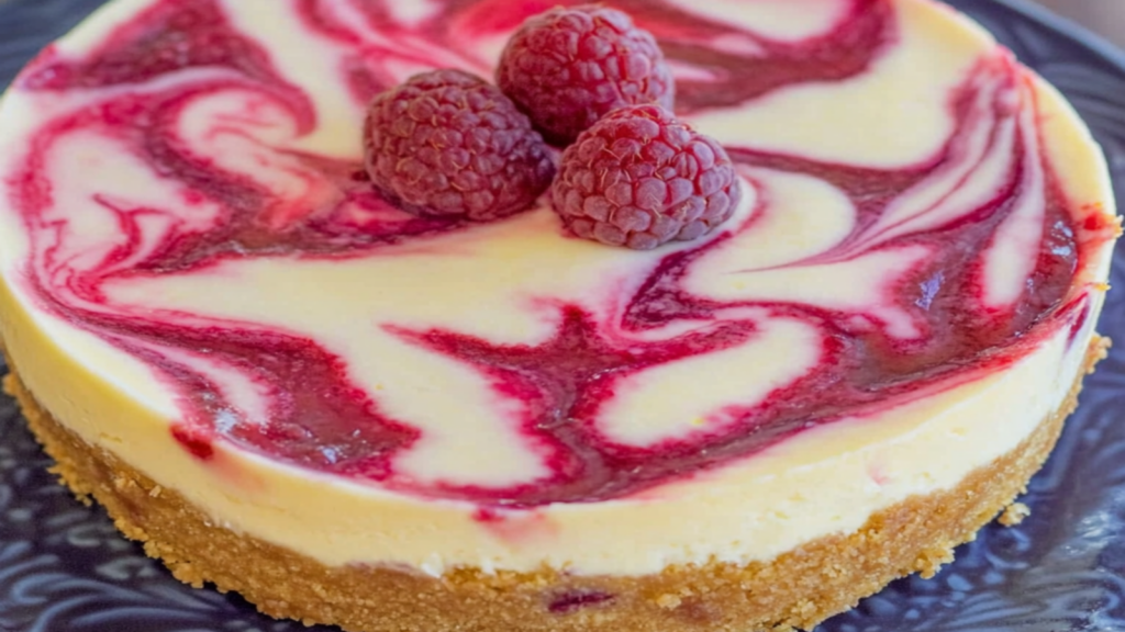 No-Bake Raspberry Lemon Swirl Cheesecake