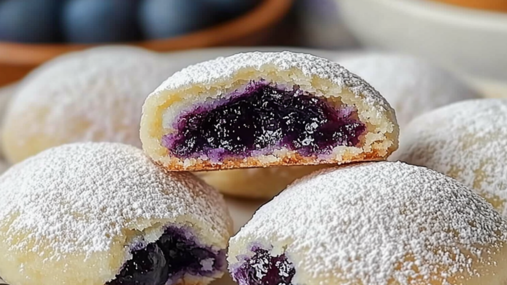 Blueberry-Filled Almond Snowball Cookies