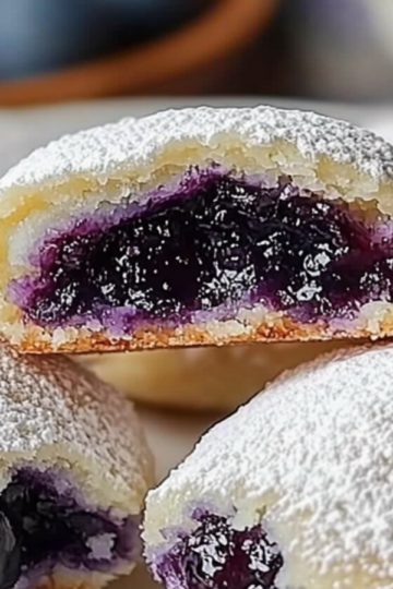 Blueberry-Filled Almond Snowball Cookies
