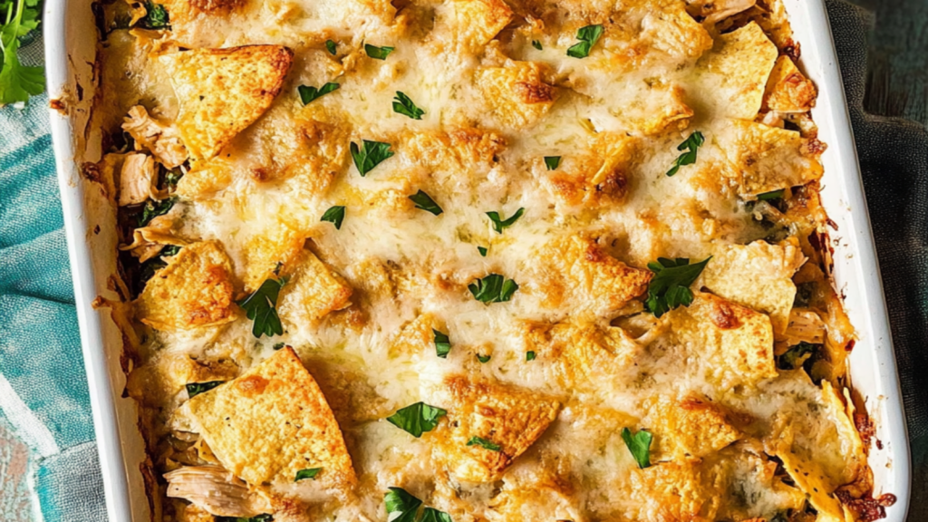 Cheesy Chicken Tortilla Spinach Casserole Recipe Delight