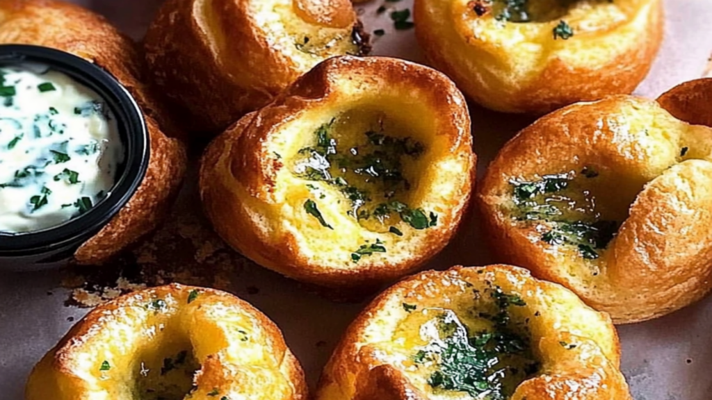 Cornmeal Popovers with Herb Honey Butter