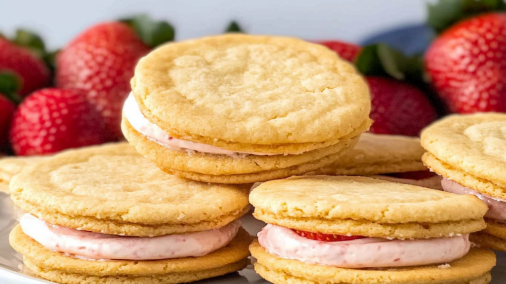 Lemon Strawberry Cheesecake Sandwich Cookies