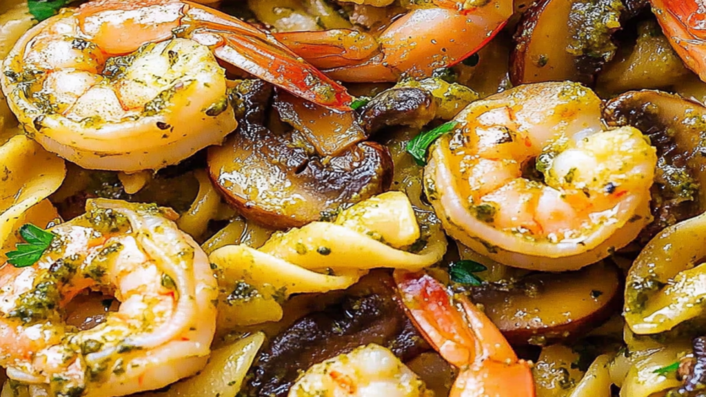 Pesto Shrimp Mushroom Pasta Recipe Delight