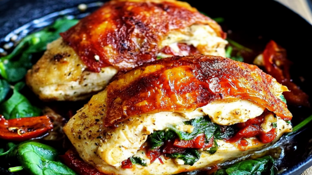 Stuffed Chicken with Peppers & Spinach
