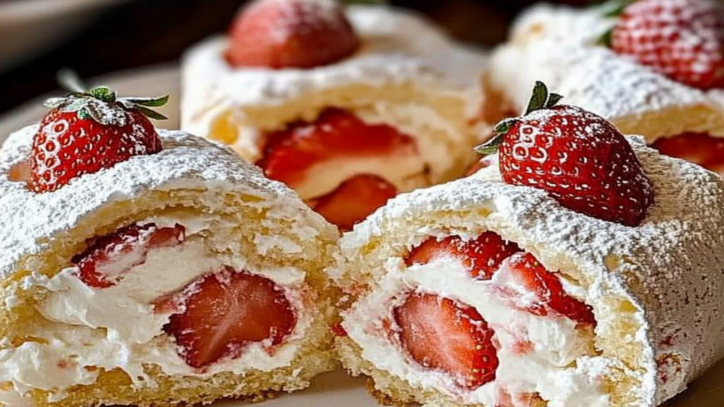 Sweet Strawberry Shortcake Cheesecake Rolls
