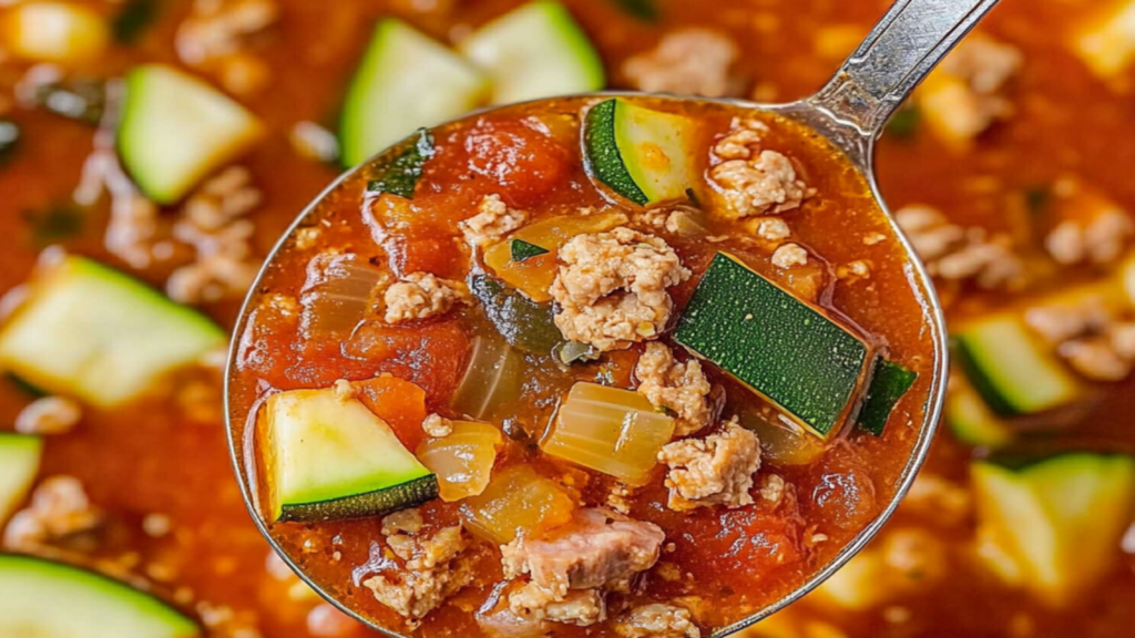 Cozy Zucchini Tomato Italian Sausage Soup Recipe