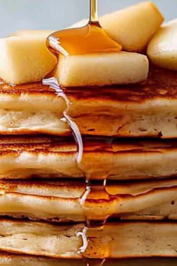 Fluffy Apple Pancakes with Maple Syrup Recipe
