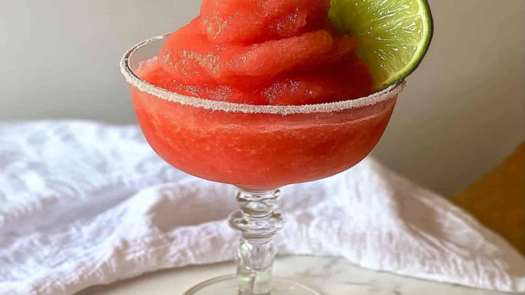 Refreshing Frozen Watermelon Margarita Mocktail Recipe